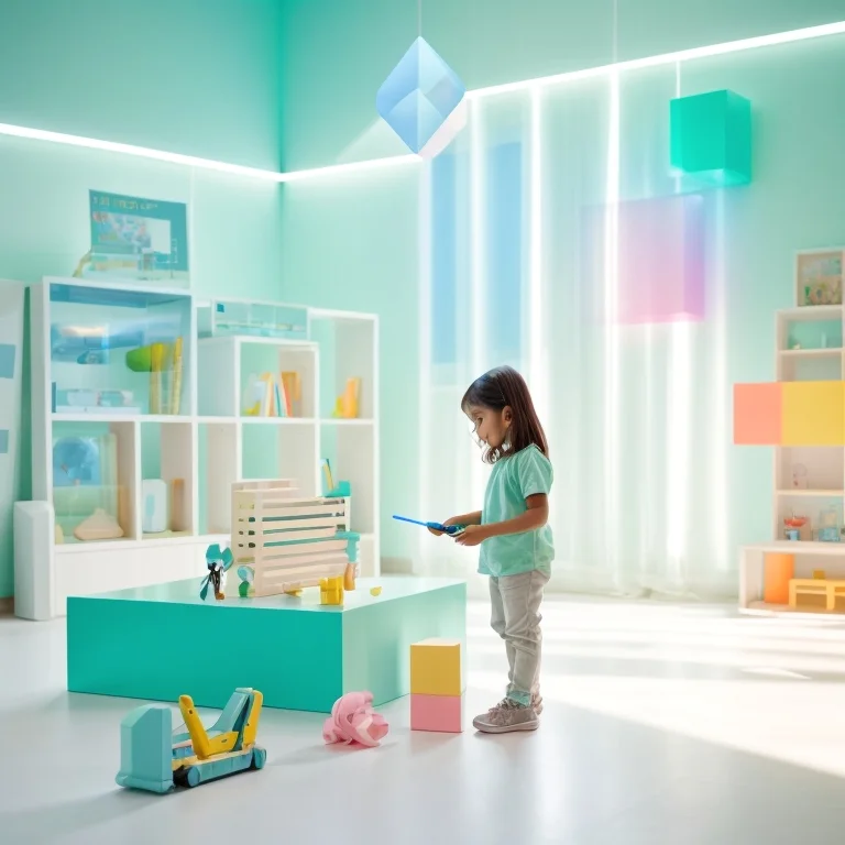 Kind spielt mit KI-Lernroboter