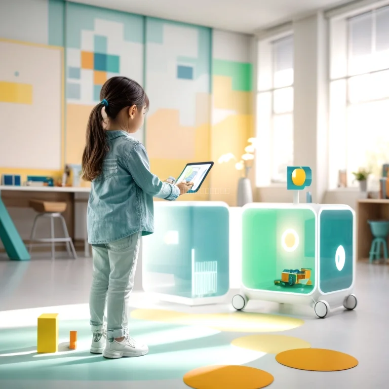 Fröhliche Kinder beim gemeinsamen Experimentieren mit KI-Spielzeug